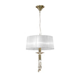 Tiffany 4 Light Crystal Pendant Light – Antique Brass With White Shade