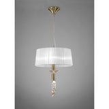 Tiffany 4 Light Crystal Pendant Light – Antique Brass With White Shade