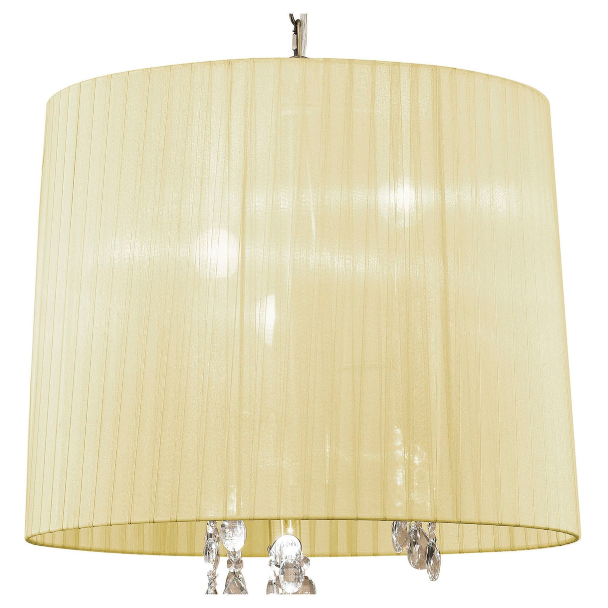 Tiffany 6 Light Crystal Pendant Light – Antique Brass With Cream Shade
