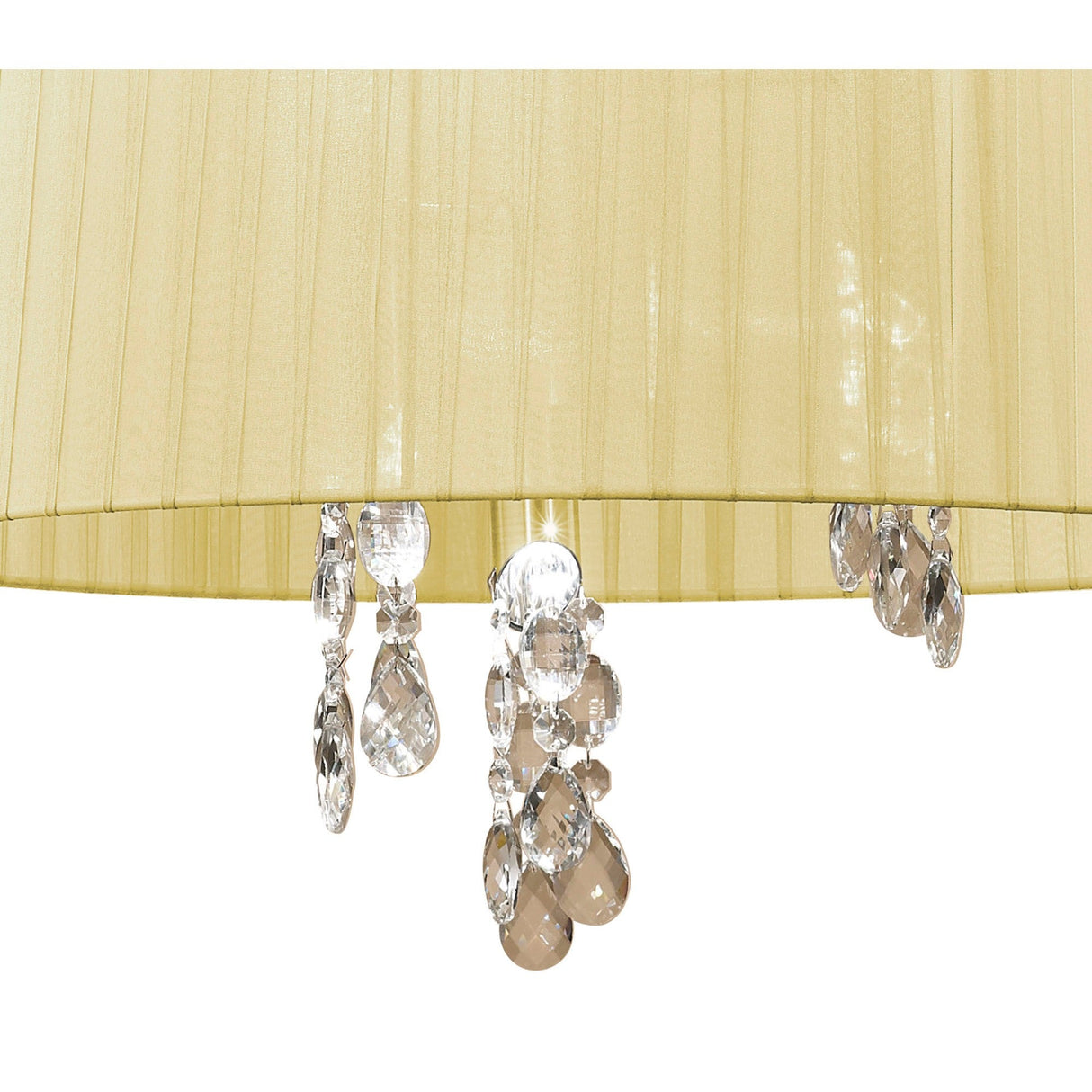 Tiffany 6 Light Crystal Pendant Light – Antique Brass With Cream Shade