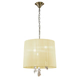 Tiffany 6 Light Crystal Pendant Light – Antique Brass With Cream Shade