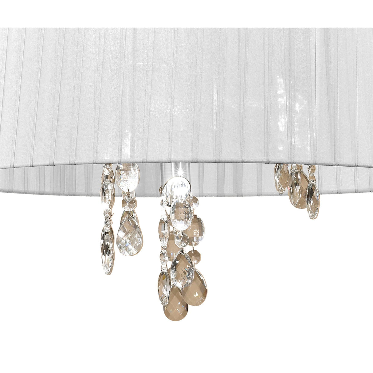 Tiffany 6 Light Crystal Pendant Light – Antique Brass With White Shade