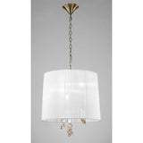Tiffany 6 Light Crystal Pendant Light – Antique Brass With White Shade