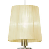 Tiffany 2 Light Crystal Pendant Light – Antique Brass With Cream Shade