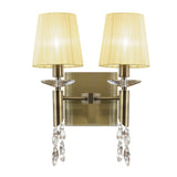 Tiffany 4 Light Crystal Wall Light With Switch - Brass With Cream Shades