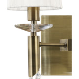 Tiffany 4 Light Crystal Wall Light With Switch - Brass With White Shades