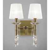 Tiffany 4 Light Crystal Wall Light With Switch - Brass With White Shades