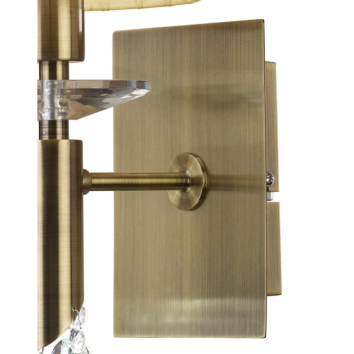 Tiffany 2 Light Crystal Wall Light With Switch - Brass With Cream Shade