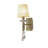 Tiffany 2 Light Crystal Wall Light With Switch - Brass With Cream Shade