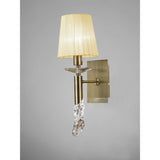 Tiffany 2 Light Crystal Wall Light With Switch - Brass With Cream Shade
