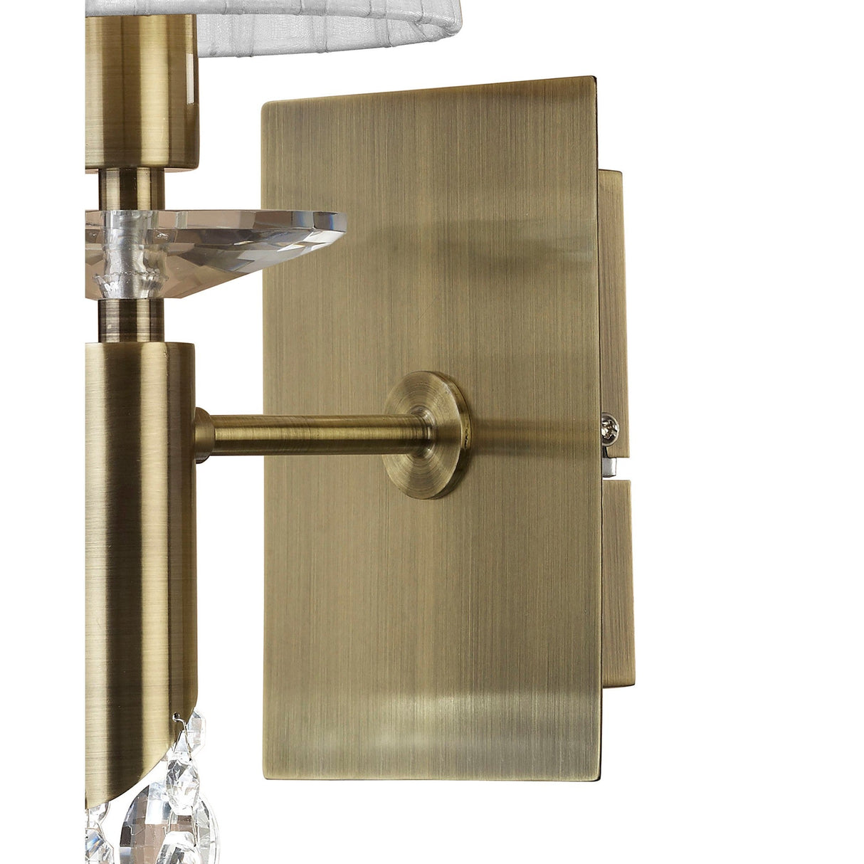 Tiffany 2 Light Crystal Wall Light With Switch - Brass With White Shade