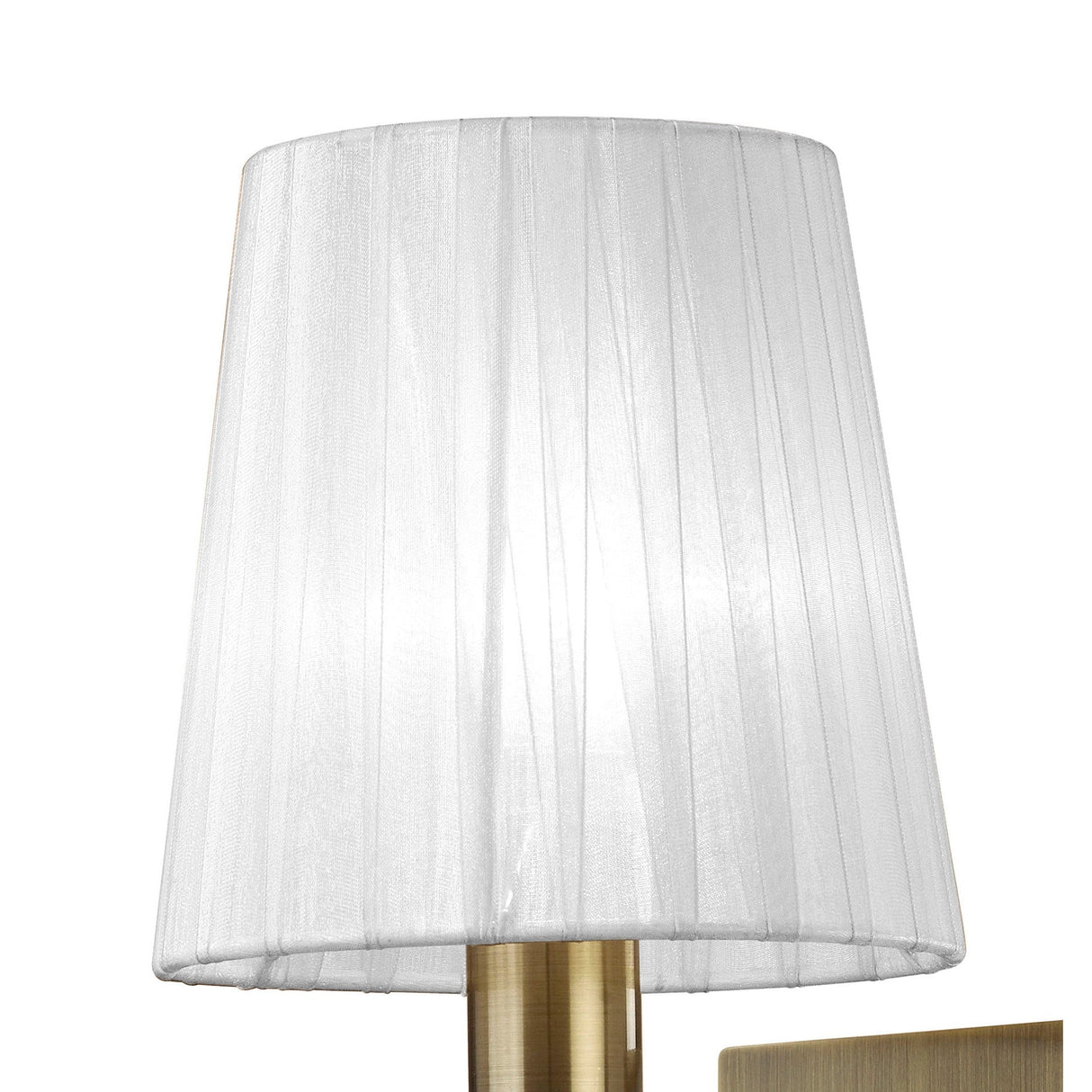 Tiffany 2 Light Crystal Wall Light With Switch - Brass With White Shade