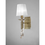 Tiffany 2 Light Crystal Wall Light With Switch - Brass With White Shade
