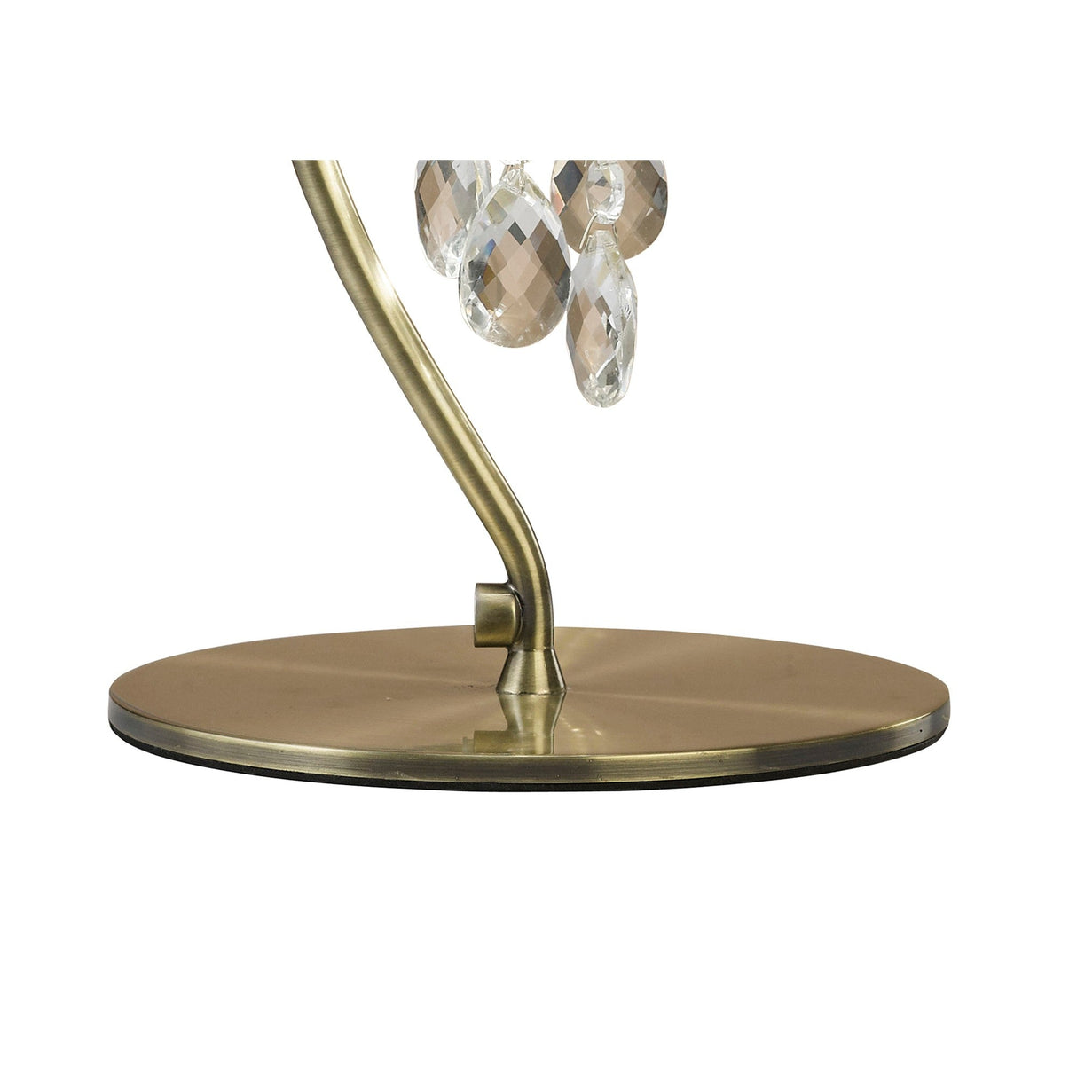 Tiffany 2 Light Crystal Table Lamp - Antique Brass With Cream Shade