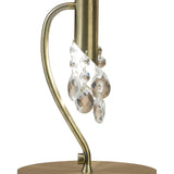 Tiffany 2 Light Crystal Table Lamp - Antique Brass With Cream Shade