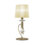 Tiffany 2 Light Crystal Table Lamp - Antique Brass With Cream Shade