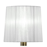 Tiffany 2 Light Crystal Table Lamp - Antique Brass With White Shade