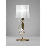 Tiffany 2 Light Crystal Table Lamp - Antique Brass With White Shade