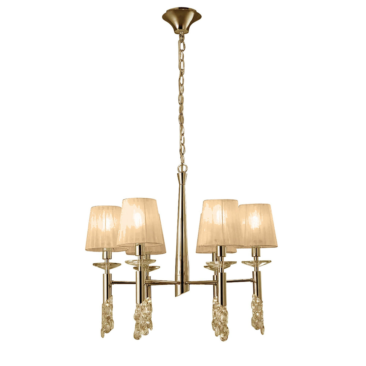 Tiffany 12 Light Crystal Chandelier - Gold With  Bronze Shades