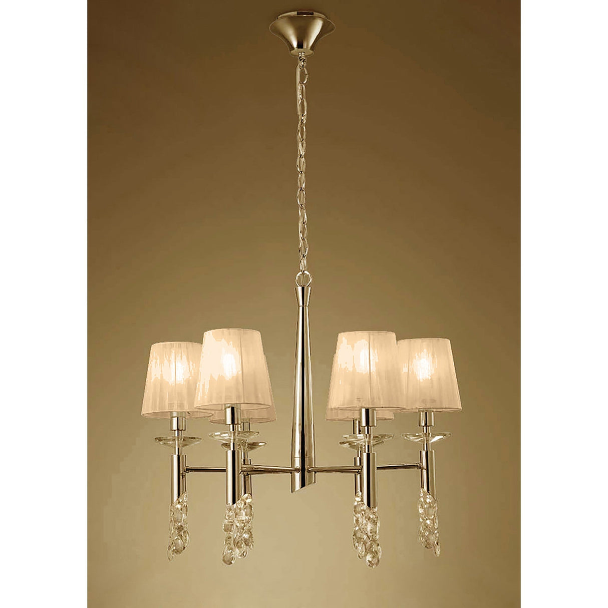 Tiffany 12 Light Crystal Chandelier - Gold With  Bronze Shades