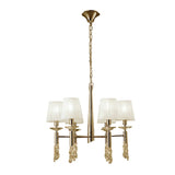 Tiffany 12 Light Crystal Chandelier - Gold With White Shades