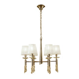 Tiffany 12 Light Crystal Chandelier - Gold With White Shades