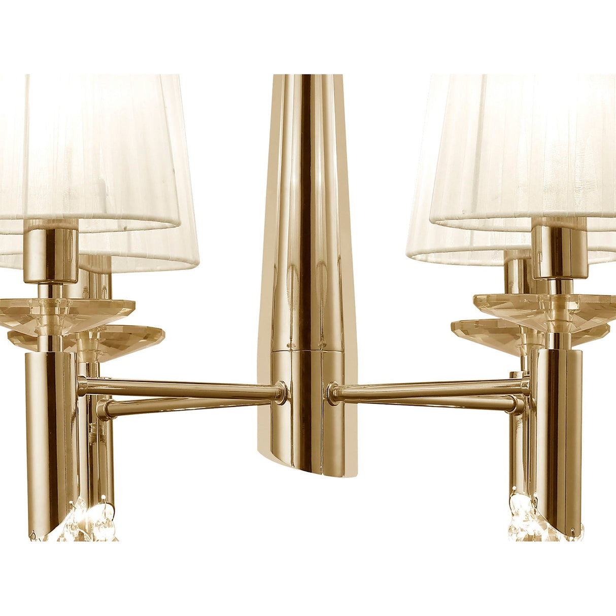 Tiffany 8 Light Crystal Chandelier - Gold With White Shades