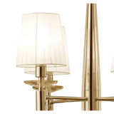 Tiffany 8 Light Crystal Chandelier - Gold With White Shades