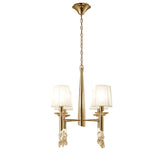 Tiffany 8 Light Crystal Chandelier - Gold With White Shades