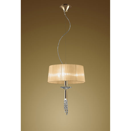 Tiffany 4 Light Crystal Pendant Light – French Gold With Soft Bronze Shade