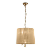Tiffany 6 Light Crystal Pendant Light – French Gold With Soft Bronze Shade