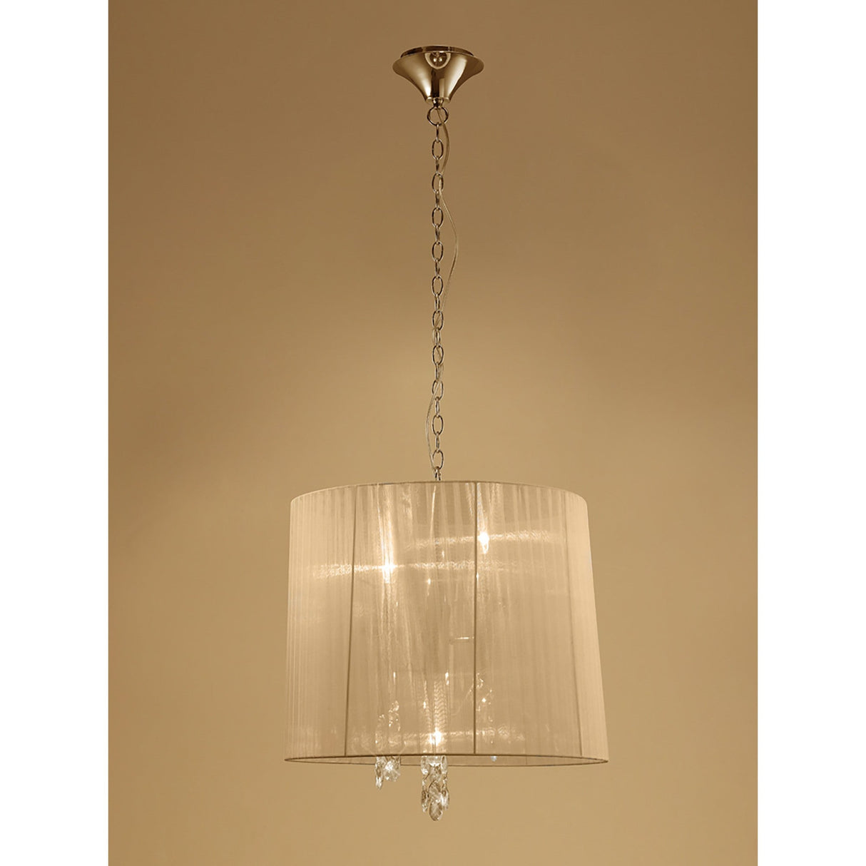 Tiffany 6 Light Crystal Pendant Light – French Gold With Soft Bronze Shade