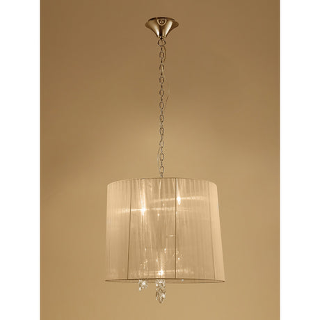Tiffany 6 Light Crystal Pendant Light – French Gold With Soft Bronze Shade