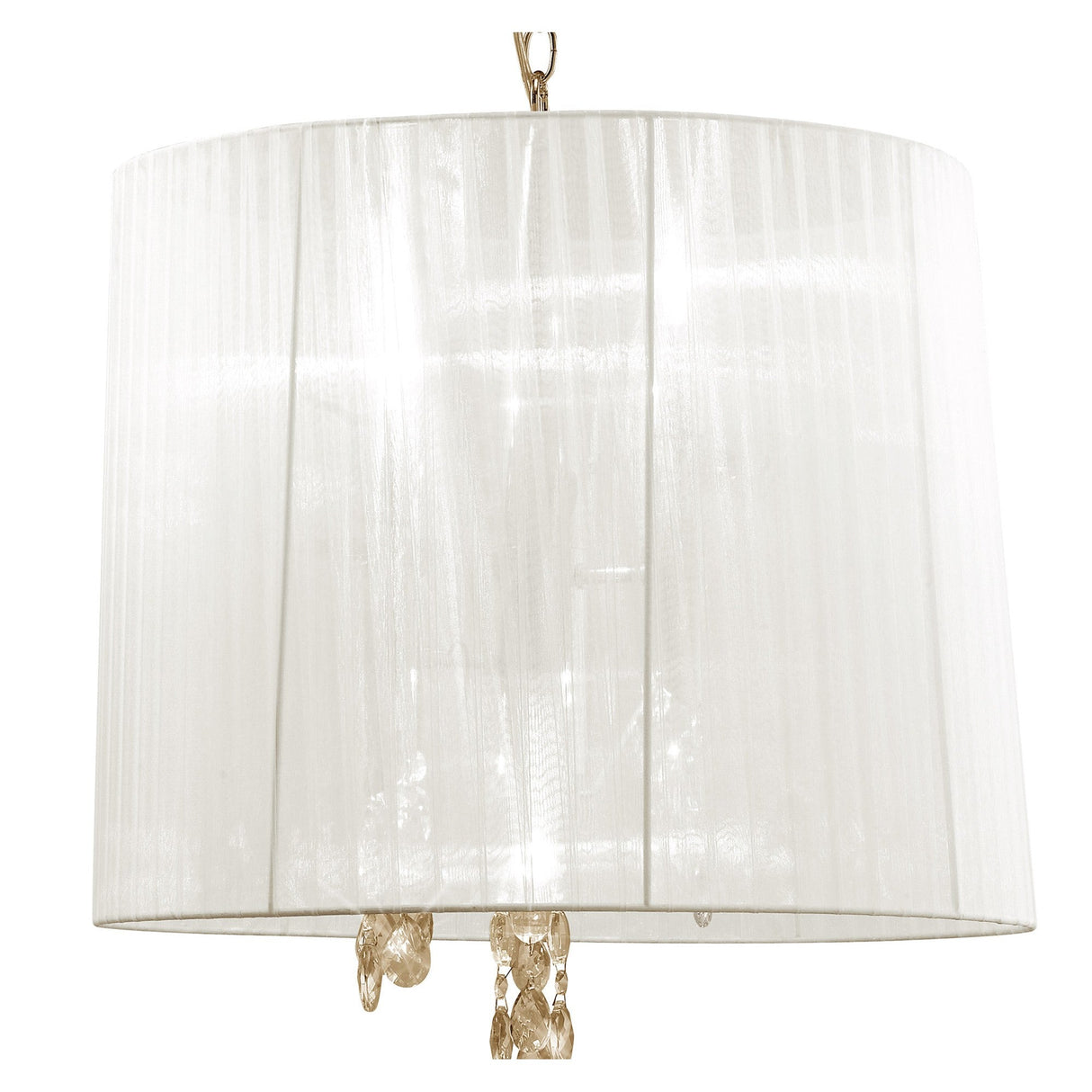 Tiffany 6 Light Crystal Pendant Light – French Gold With White Shade