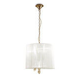 Tiffany 6 Light Crystal Pendant Light – French Gold With White Shade