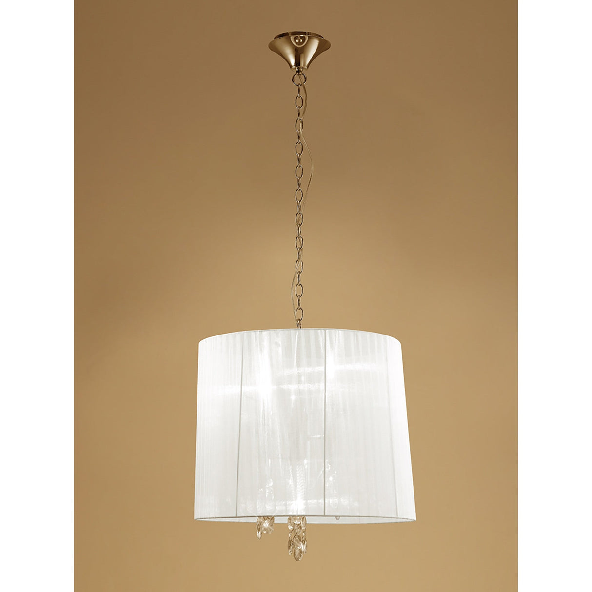 Tiffany 6 Light Crystal Pendant Light – French Gold With White Shade