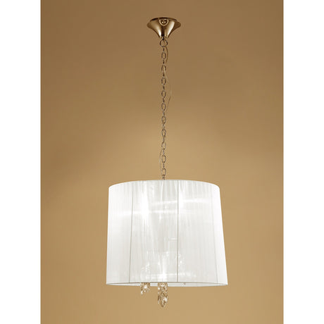 Tiffany 6 Light Crystal Pendant Light – French Gold With White Shade