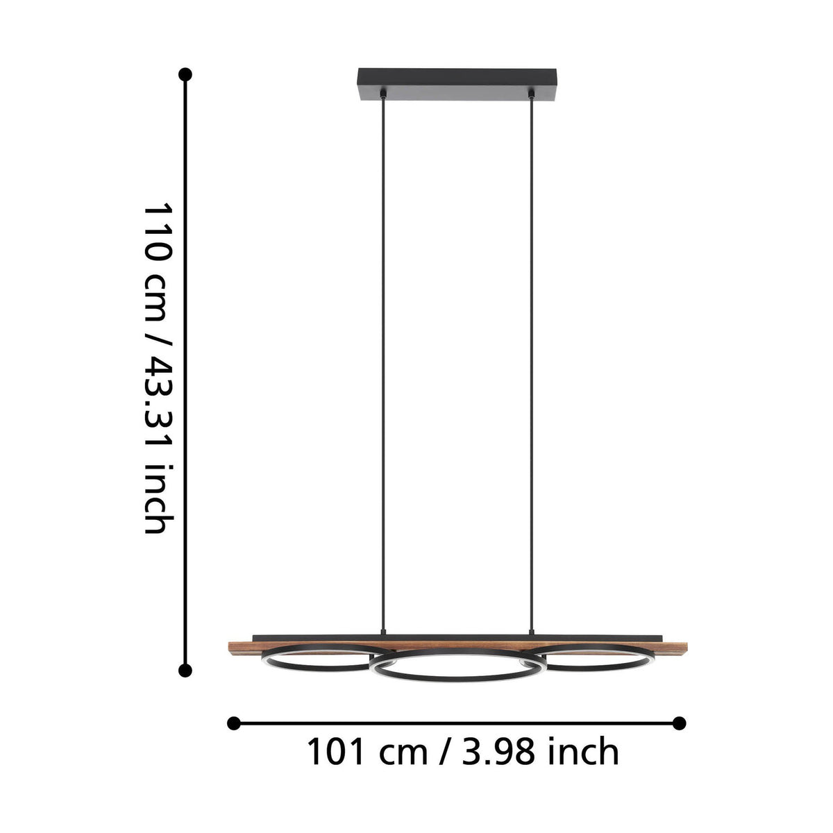 Timarne Pendant Light 25W - Black & Rustic Brown