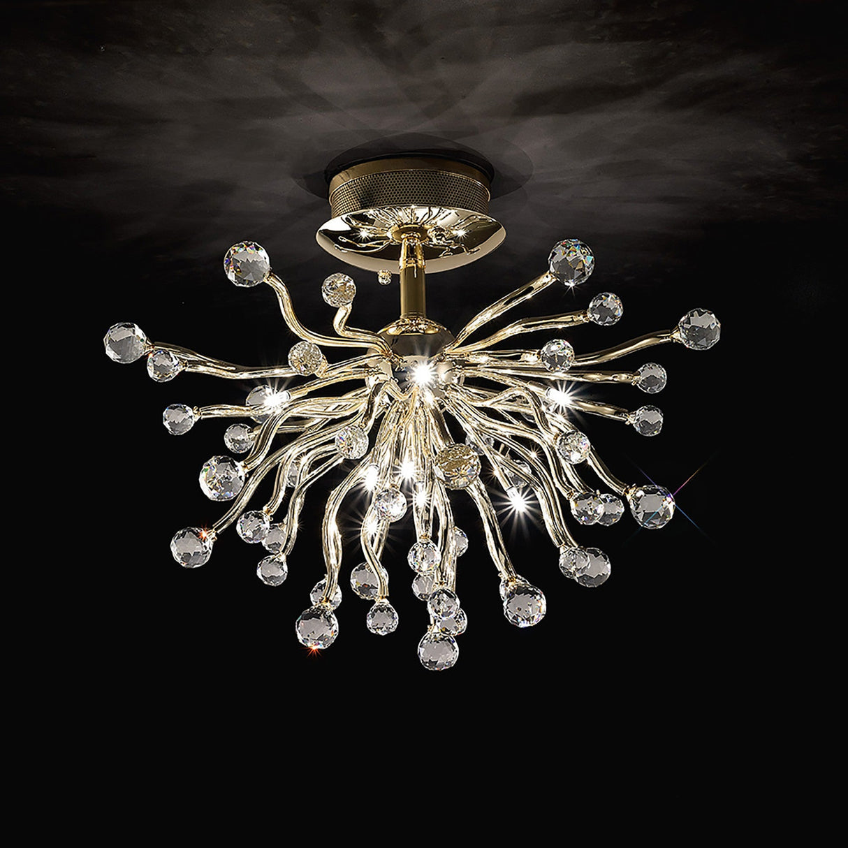 Tizio 10 Light Crystal Semi-Flush Ceiling Light – French Gold