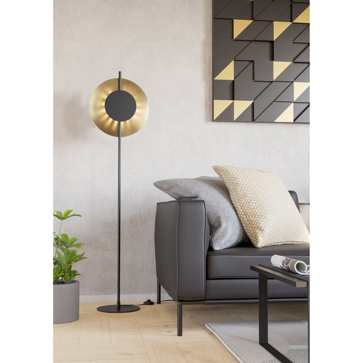 Tocina LED Floor Lamp - Black & Brushed Brass