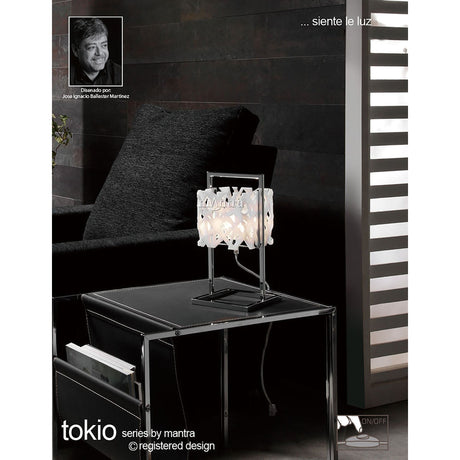 Tokio 1 Light Table Lamp - Polished Chrome/ Gloss White