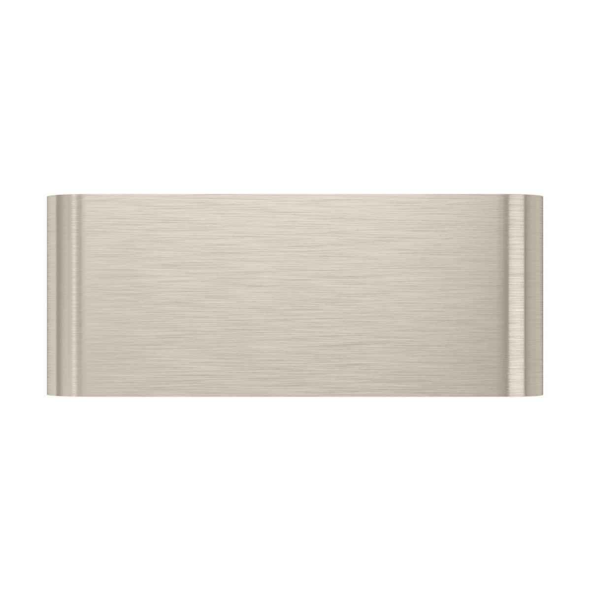 Tomessa LED Wall Light 20cm in satin nickel, a rectangular aluminium box with rounded side edges, shown on a plain white background.