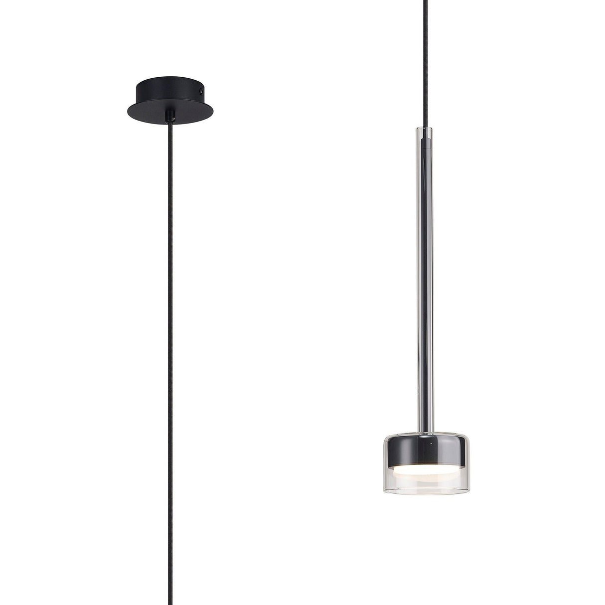 Tonic Dimmable LED Glass Pendant Light 12W 2700K - Clear & Black