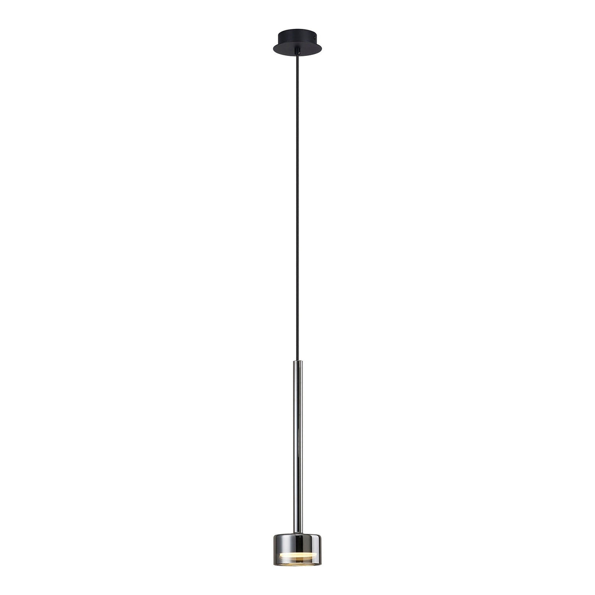 Tonic Dimmable LED Glass Pendant Light 12W 3000K - Chrome & Black