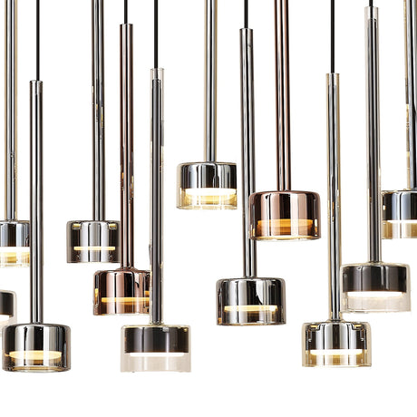 Tonic 14 Light Dimmable LED Glass Bar Pendant Light 3000K - Multicoloured