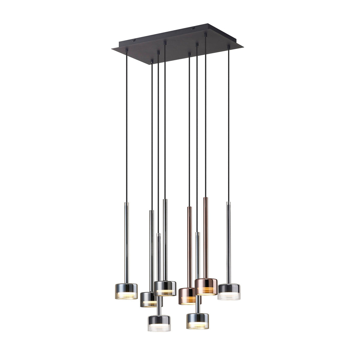 Tonic 8 Light Dimmable LED Glass Bar Pendant Light 2700K - Multicoloured