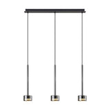 Tonic 3 Light Dimmable LED Glass Bar Pendant Light 2700K - Chrome & Black