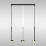 Tonic 3 Light Dimmable LED Glass Bar Pendant Light 2700K - Chrome & Black