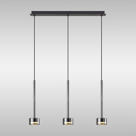 Tonic 3 Light Dimmable LED Glass Bar Pendant Light 2700K - Chrome & Black