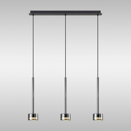 Tonic 3 Light Dimmable LED Glass Bar Pendant Light 3000K - Chrome & Black